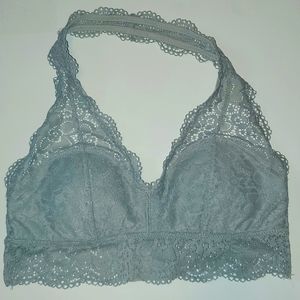 Aerie Light Grey Halter Lace Bralette